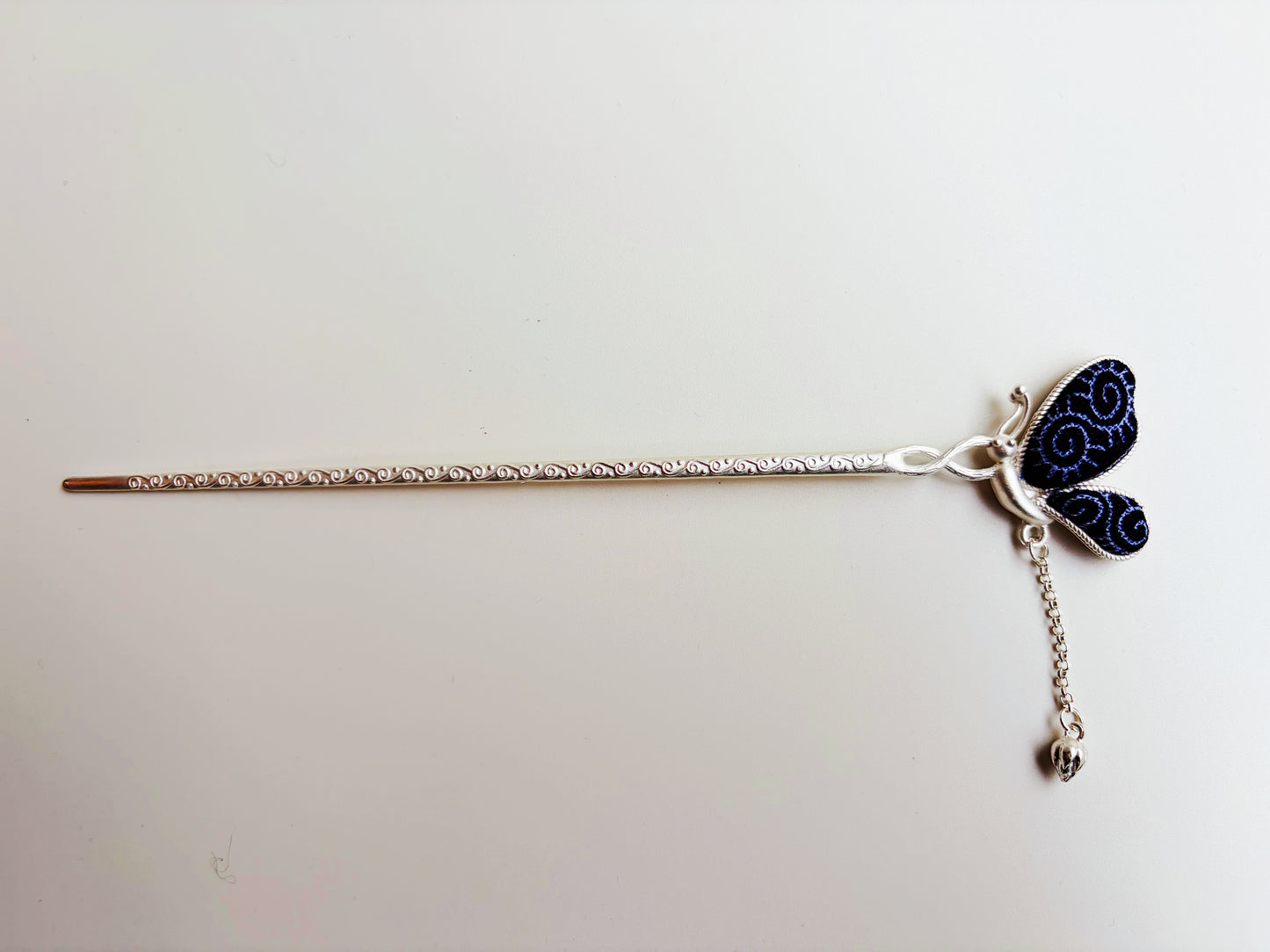 Indigo Fabric × “Miao Silver” Hair Pin —Handcrafted