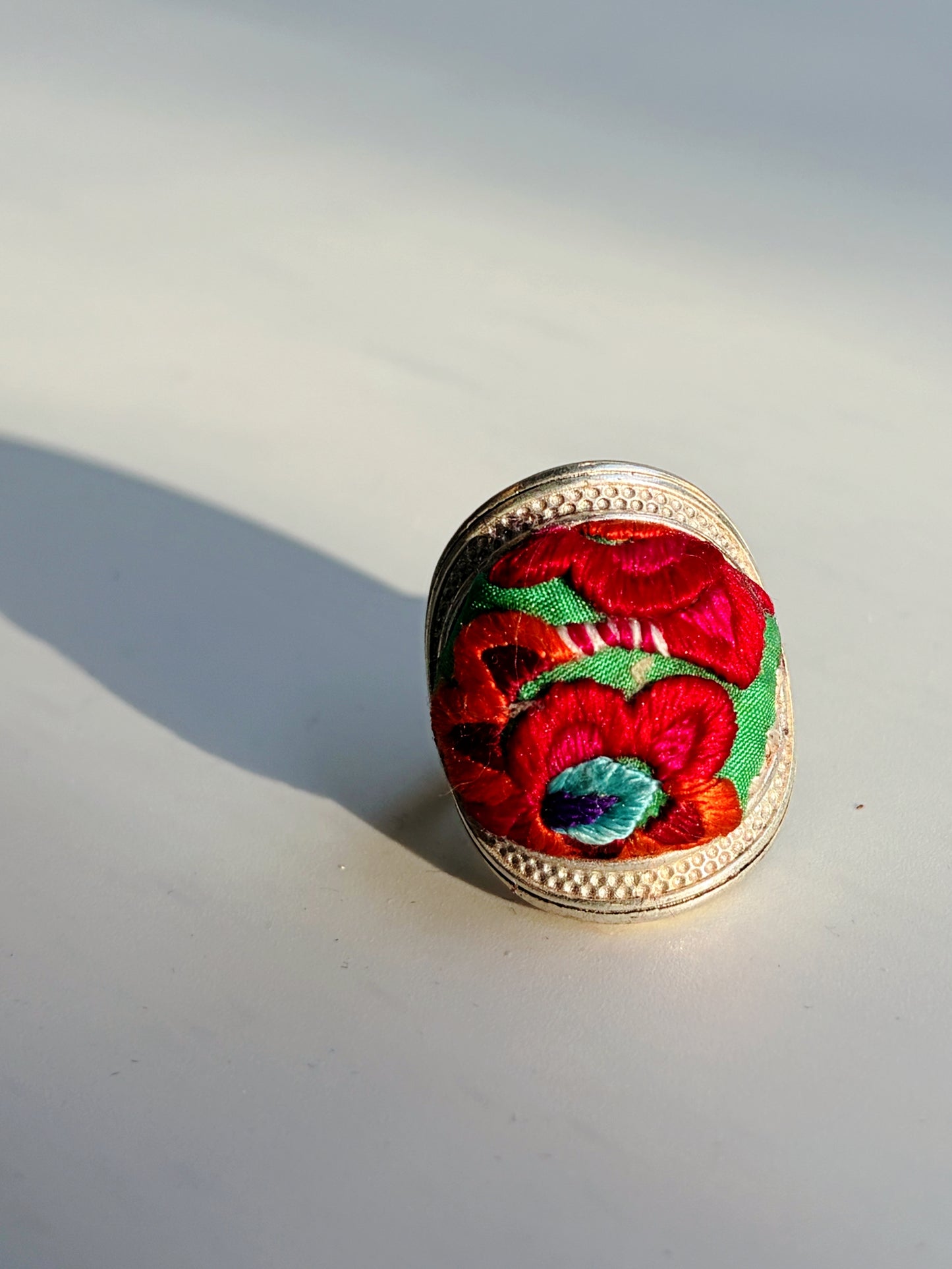 Vintage Miao Embroidery × “Miao Silver” Rings —Handmade, One of a Kind