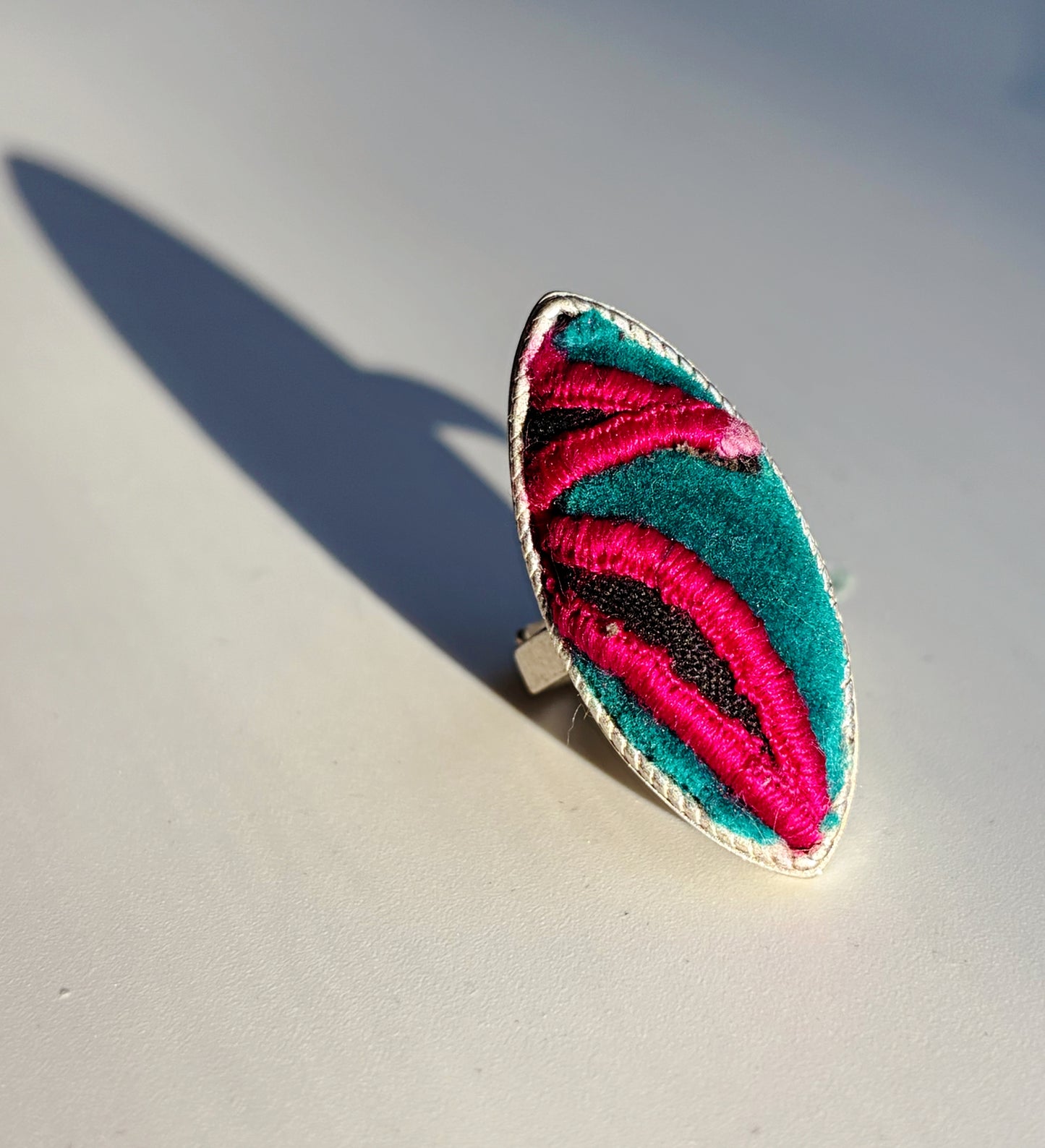 Vintage Miao Embroidery × “Miao Silver” Rings —Handmade, One of a Kind