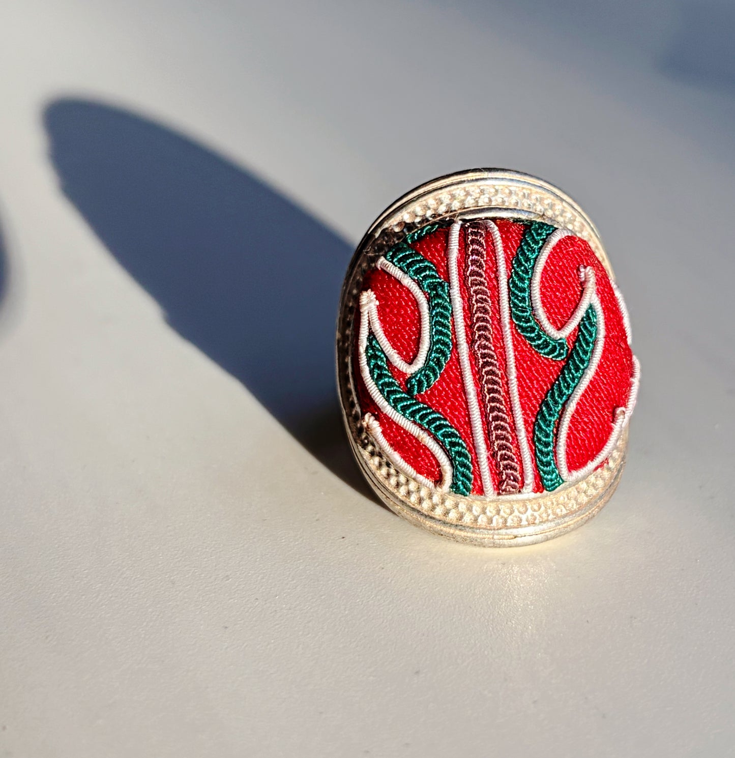 Vintage Miao Embroidery × “Miao Silver” Rings —Handmade, One of a Kind