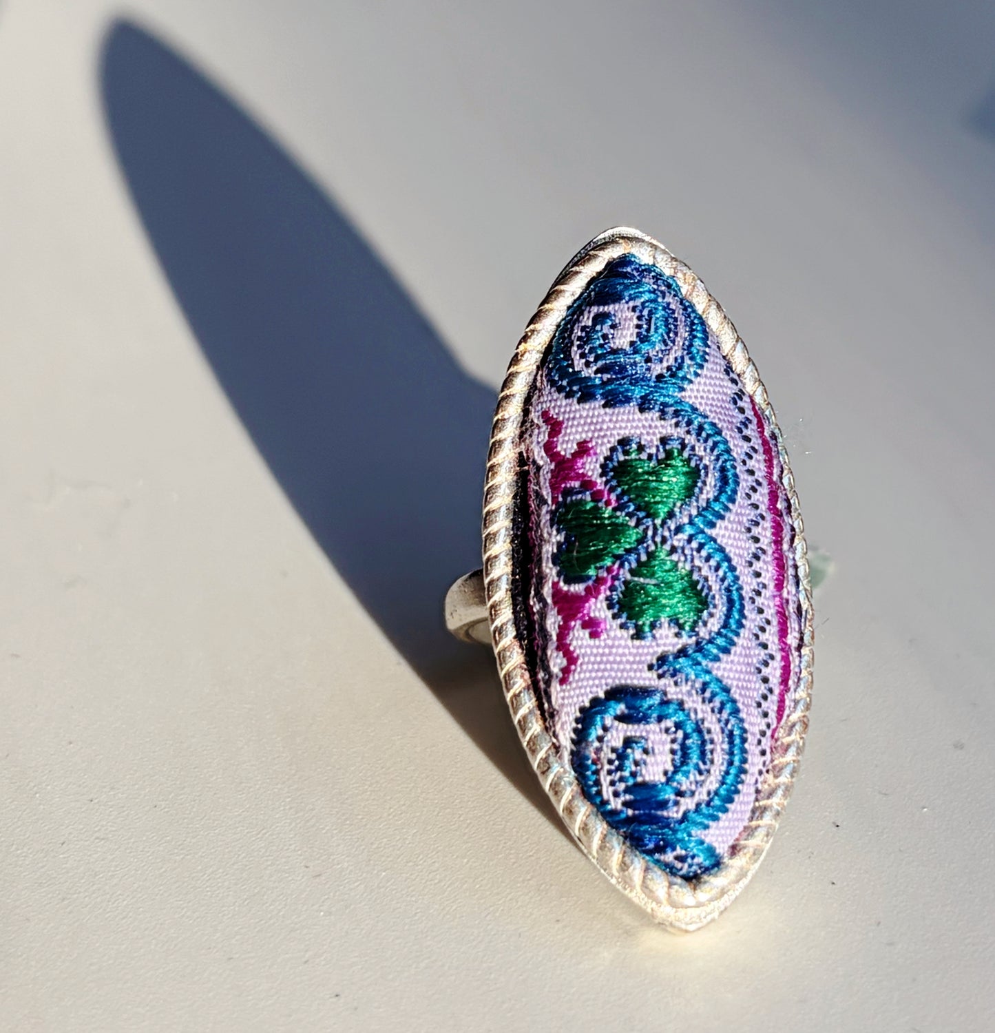 Vintage Miao Embroidery × “Miao Silver” Rings —Handmade, One of a Kind