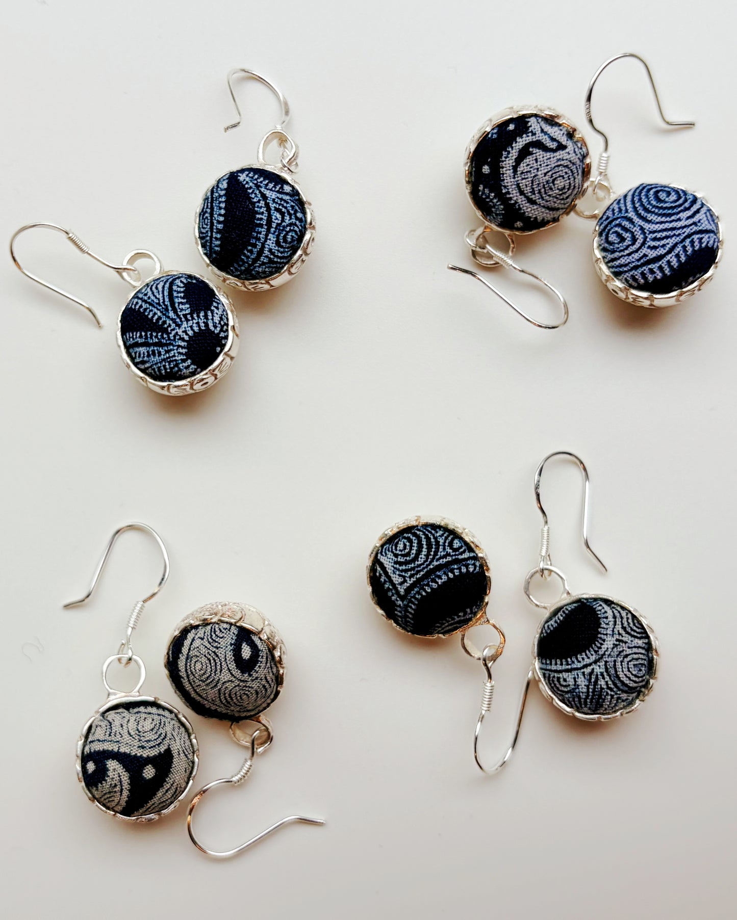Handcrafted Indigo & Miao Silver Earrings