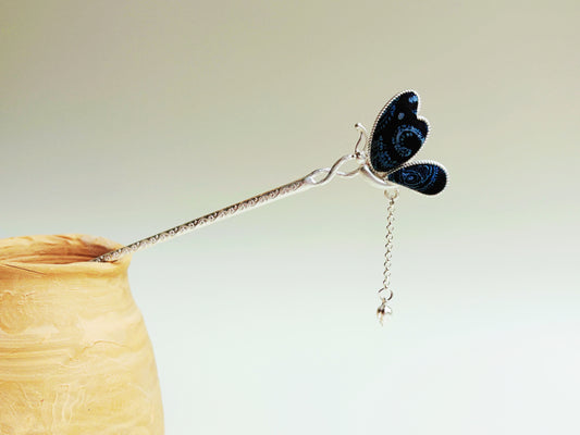 Indigo Fabric ×  “Miao Silver” Hair Pin —Handcrafted