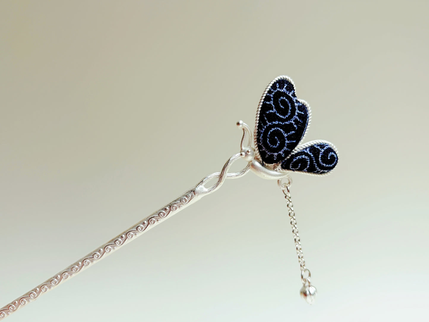 Indigo Fabric ×  “Miao Silver” Hair Pin —Handcrafted