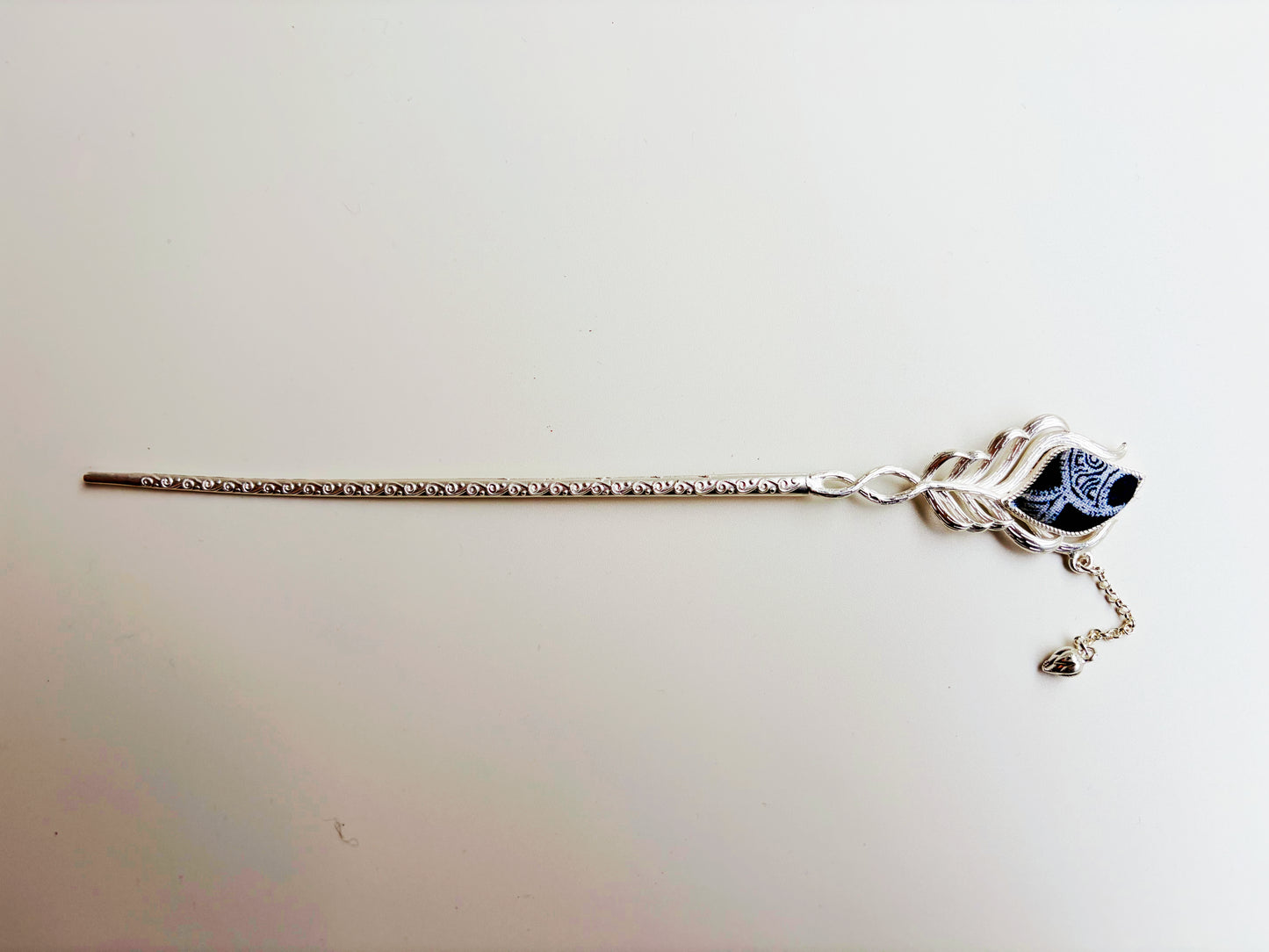 Indigo Fabric ×  “Miao Silver” Hair Pin —Handcrafted