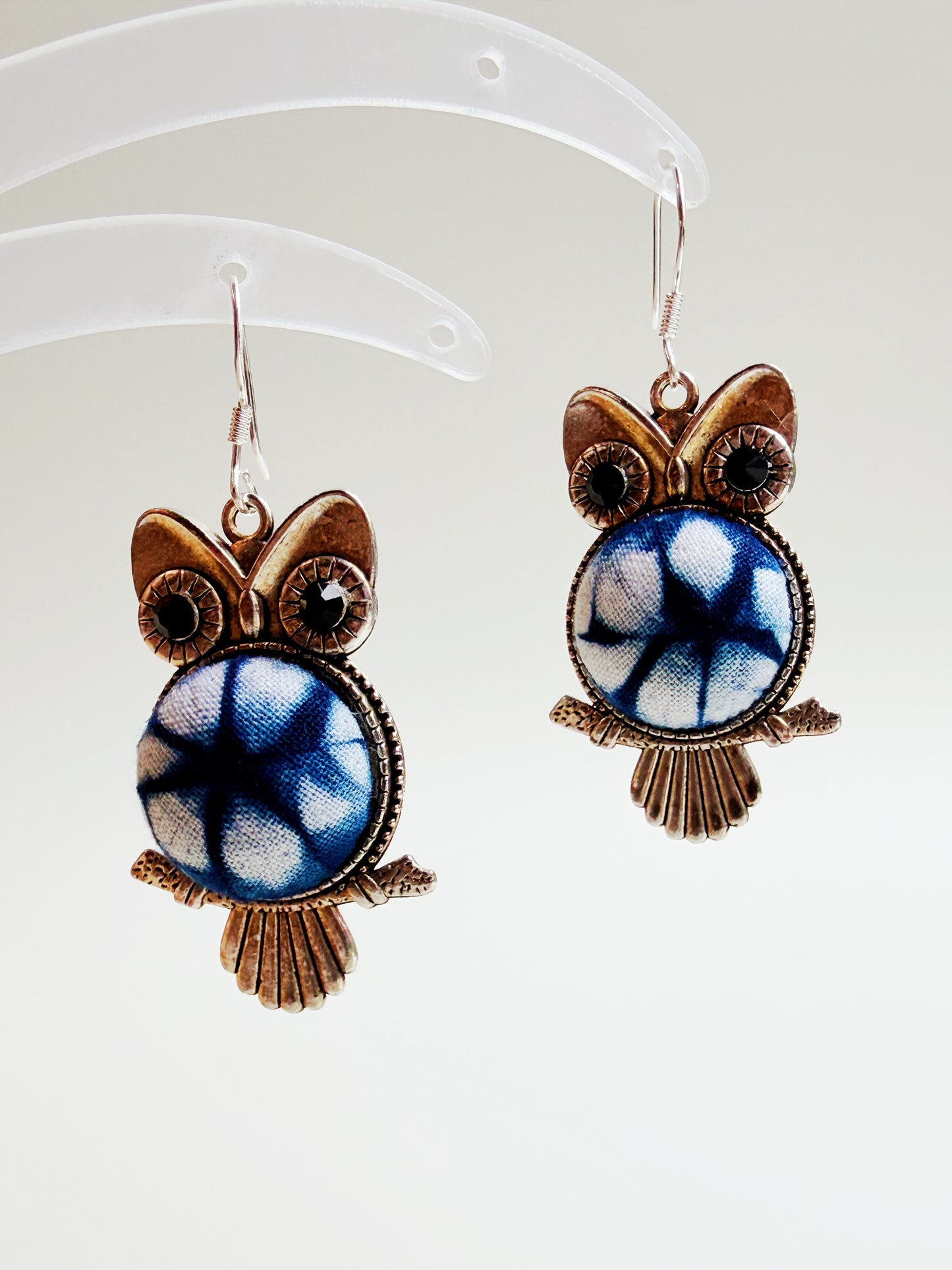 Handcrafted Indigo & Miao Silver Earrings