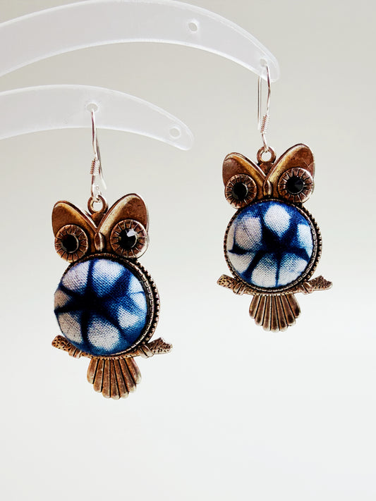 Handcrafted Indigo & Miao Silver Earrings