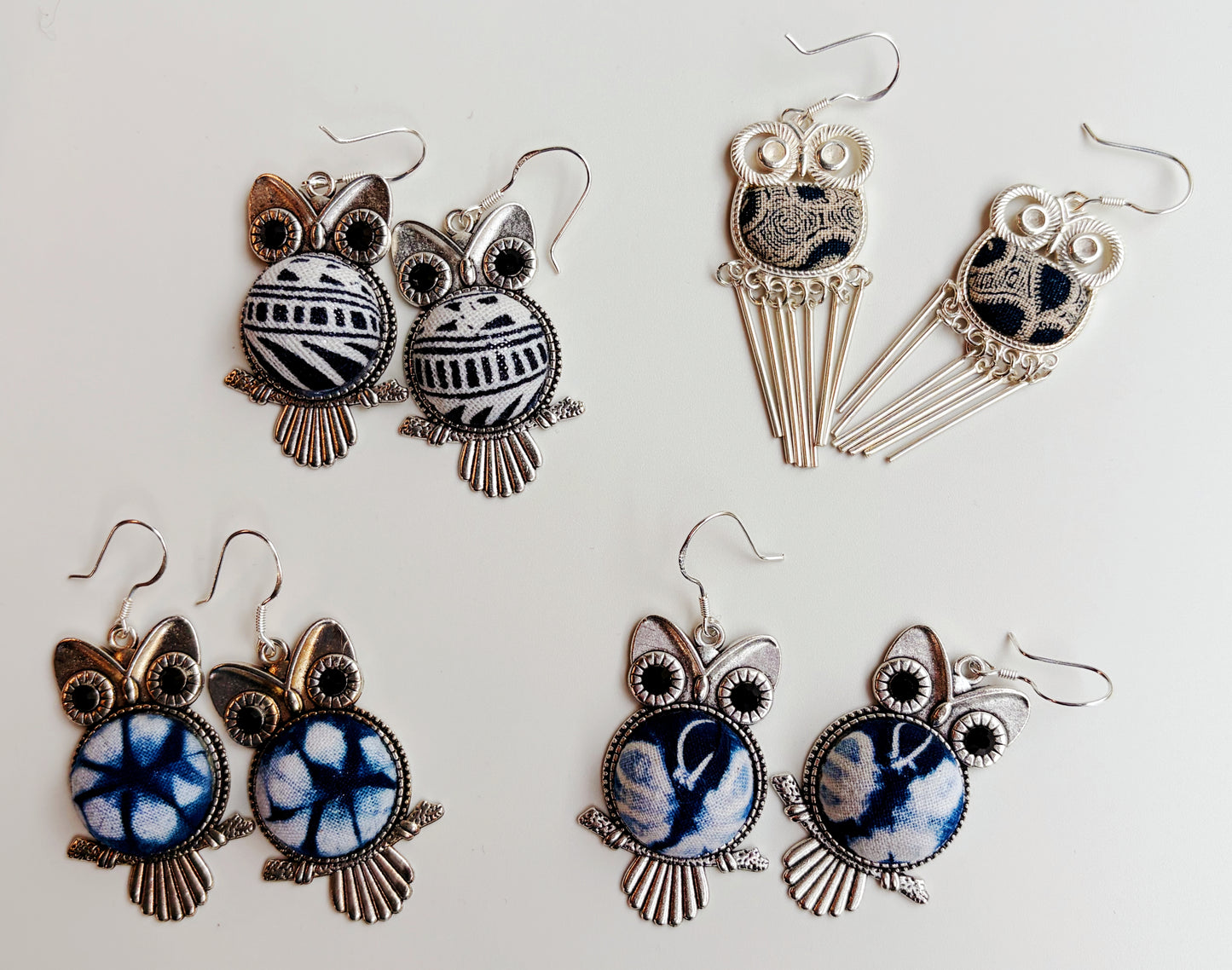 Handcrafted Indigo & Miao Silver Earrings