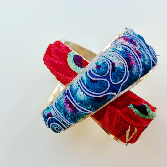 Vintage Fish Motif Miao Silver Cuff